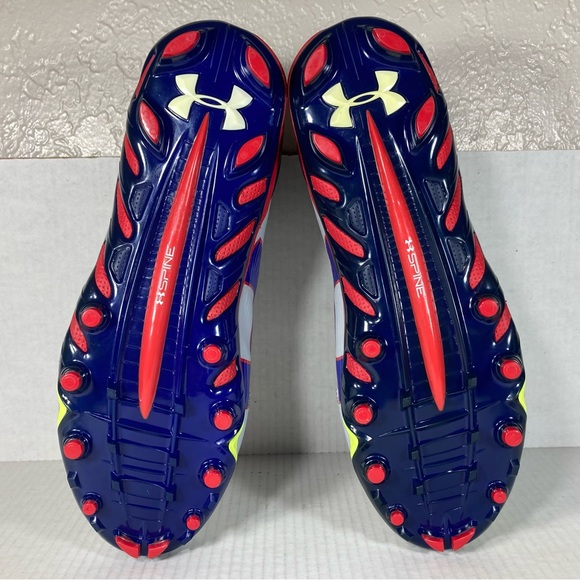 NEW Under Armour Mid Football Cleats Size 14.5 Mens Gray Blue Red Athletic Sport - Picture 7 of 8